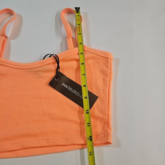 New CLUB EXX Size Small Cropped Tank in Sherbert Orange Eat Sleep Rave Repeat - Picture 5 of 9